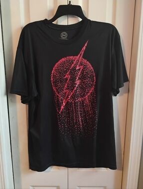 DC Black T-Shirt with Pink Lightning Circle Graphic